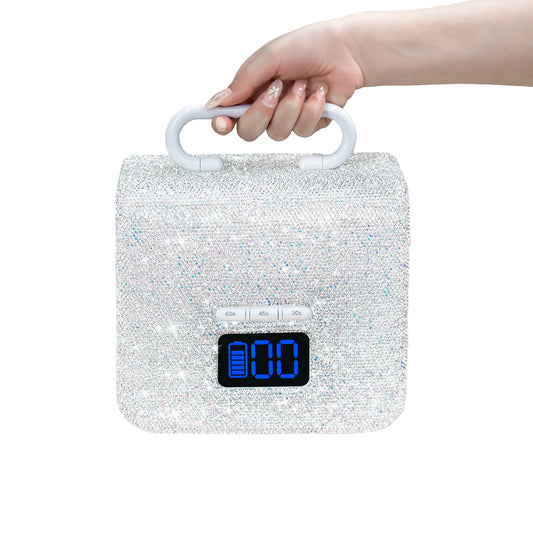 UV LED Nail Lamp 220W with Portable Handle and Sparkly Rhinestones, Wireless Manicuere Curing Light Professional Quick Dry Gel Nails, LCD Screen, Easy to Carry and Move for Salon & Home