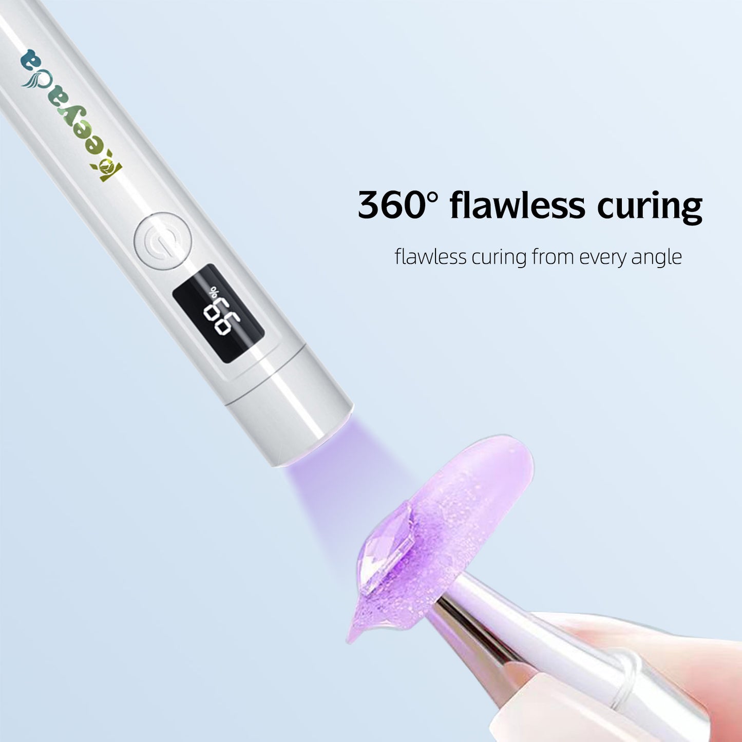 keeyada Handheld UV Light with Nail Stamper Head, 3W Portable LED Nail Lamp, Wireless Rechargeable USB Nail Dryer with Silicone Stamper, LCD Display Screen for Fast Curing Home DIY Manicure White